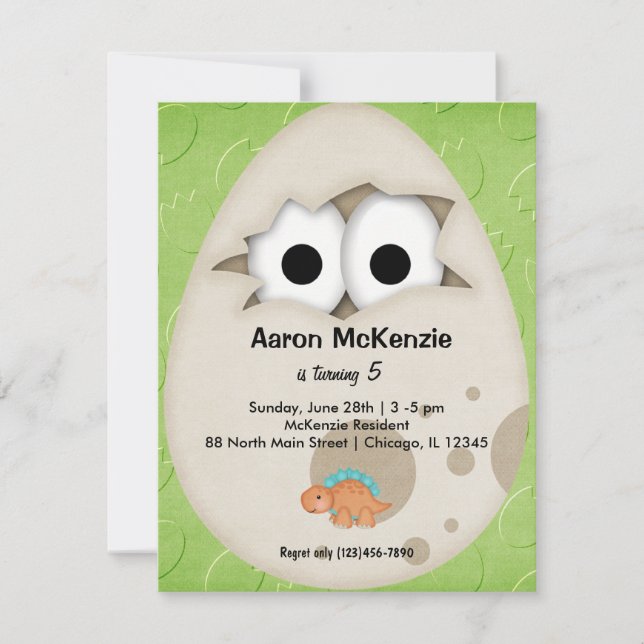 Dinosaur Egg Invitation (Front)