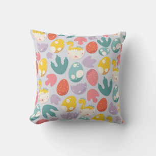 Dinosaur Eggs and Footprints Throw Pillow