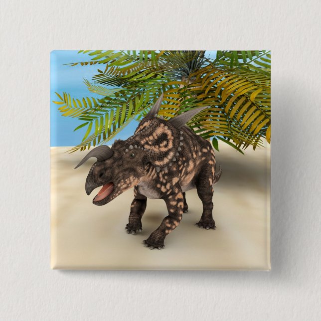 Dinosaur Einiosaurus 2 Inch Square Button (Front)