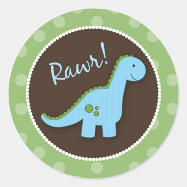 Dinosaur Envelope Seals, Baby Shower Favours Classic Round Sticker (Front)