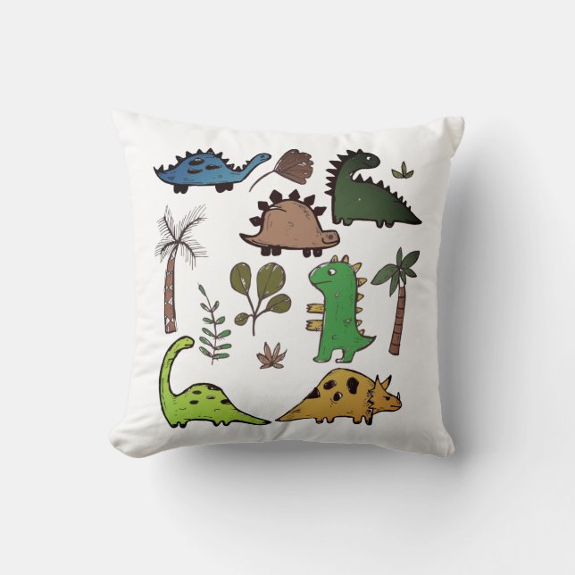 Dinosaur Espèce Cartoon Nursery Enfant Coussin (Recto)