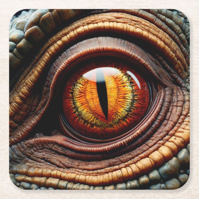 Dinosaur Eye Square Paper Coaster (Front)