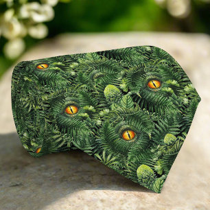 Dinosaur Eyes Green Plants Ancient Creature Art Tie