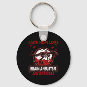 Dinosaur Faith Hope Love Brain Aneurysm Awareness Keychain