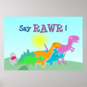 Dinosaur Family Say Rawr! Poster