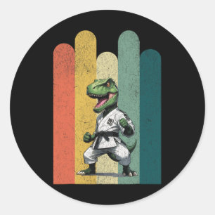 Dinosaur Fans Brave Karate Pride Courage Strength  Classic Round Sticker