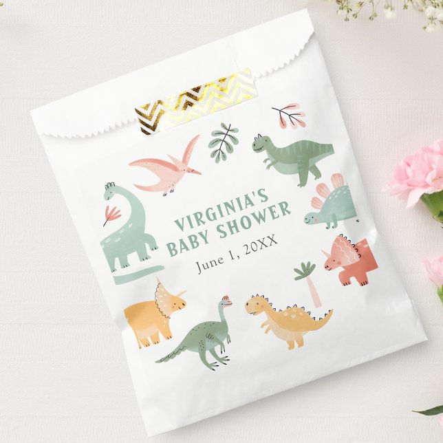 Dinosaur  favour bag (Dinosaur Theme Decor Baby Shower Favor Bag by Painted Paperie
)