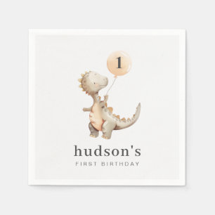 Dinosaur First Birthday Balloon Napkin
