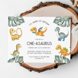 Dinosaur First Birthday Oneasaurus Party Invitation