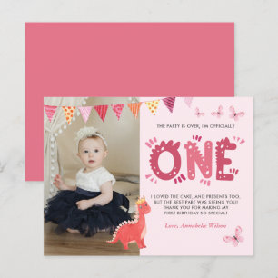 Dinosaur First Birthday Photo Thank You Postcard