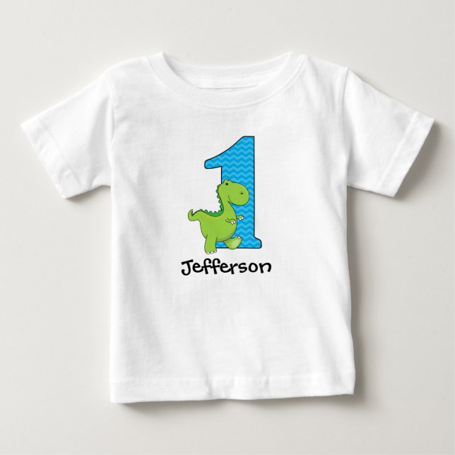 Dinosaur First Birthday Tshirt Personalized (Front)