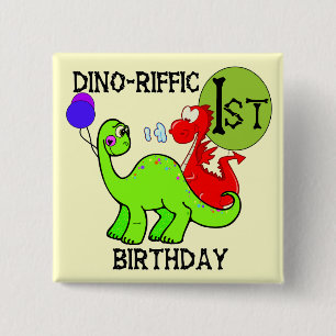 Dinosaur First Birthday Tshirts and Gifts 2 Inch Square Button