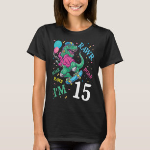 Dinosaur Flying And Balloons Rawr Roar Birthday I' T-Shirt