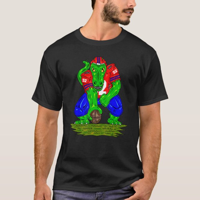 Dinosaur Football Football Centre Rex Dino Footbal T-Shirt (Front)