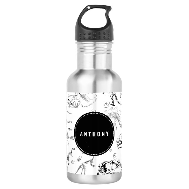 Dinosaur Fossil Bones Custom Name School 532 Ml Water Bottle (Front)