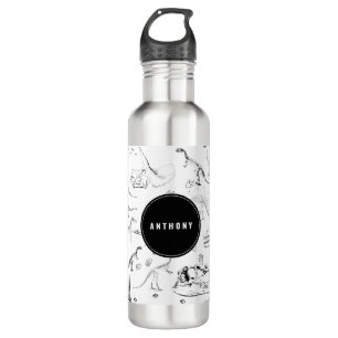 Dinosaur Fossil Bones Custom Name School 710 Ml Water Bottle