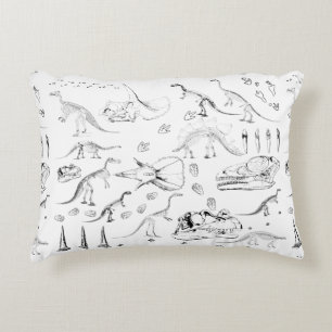 Dinosaur Fossil Bones Pattern Accent Pillow