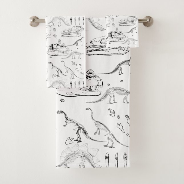 Dinosaur Fossil Bones Pattern Bath Towel Set (Insitu)