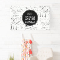 Dinosaur Fossil Bones Pattern Birthday Age