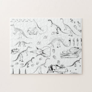 Dinosaur Fossil Bones Pattern Jigsaw Puzzle
