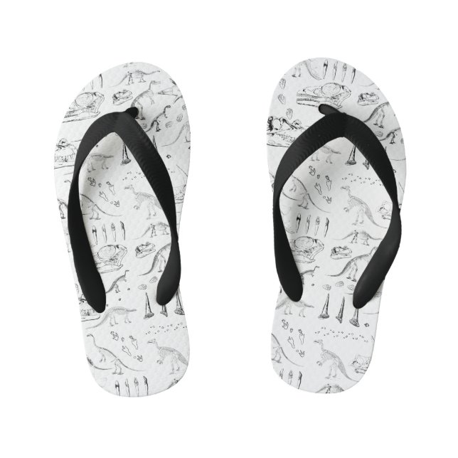 Dinosaur Fossil Bones Pattern Kid's Flip Flops (Footbed)