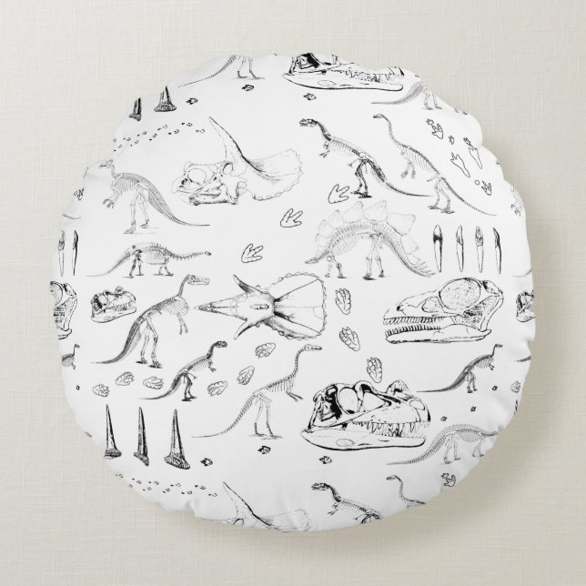 Dinosaur Fossil Bones Pattern Round Pillow (Front)