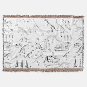 Dinosaur Fossil Bones Pattern Throw Blanket