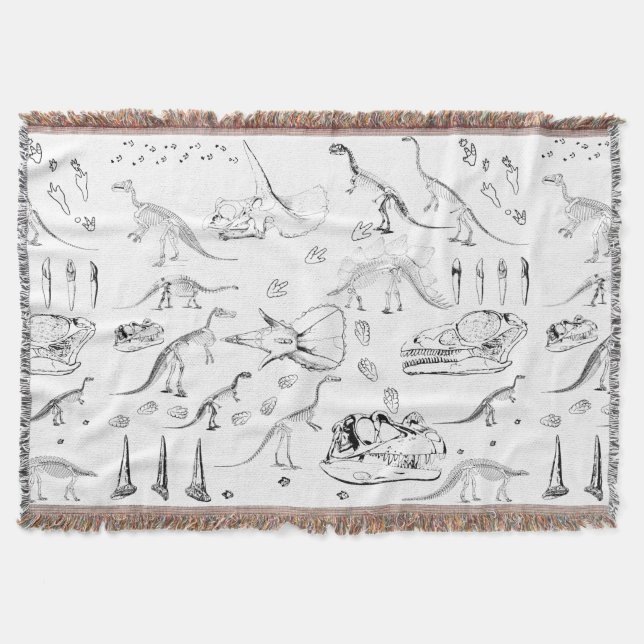 Dinosaur Fossil Bones Pattern Throw Blanket (Front)