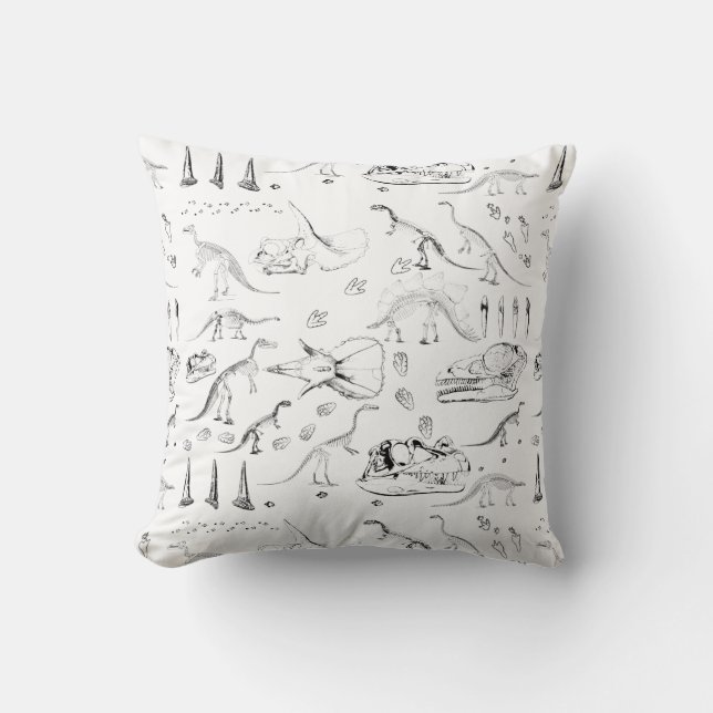 Dinosaur Fossil Bones Pattern Throw Pillow (Front)