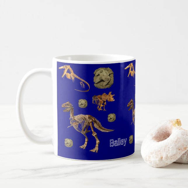 Dinosaur Fossils Mug (With Donut)