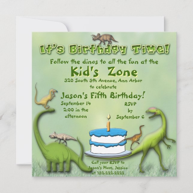 Dinosaur Friends Birthday Invitation (Front)