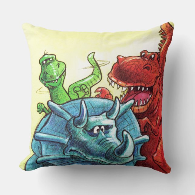 Dinosaur Friends Throw Pillow (Front)