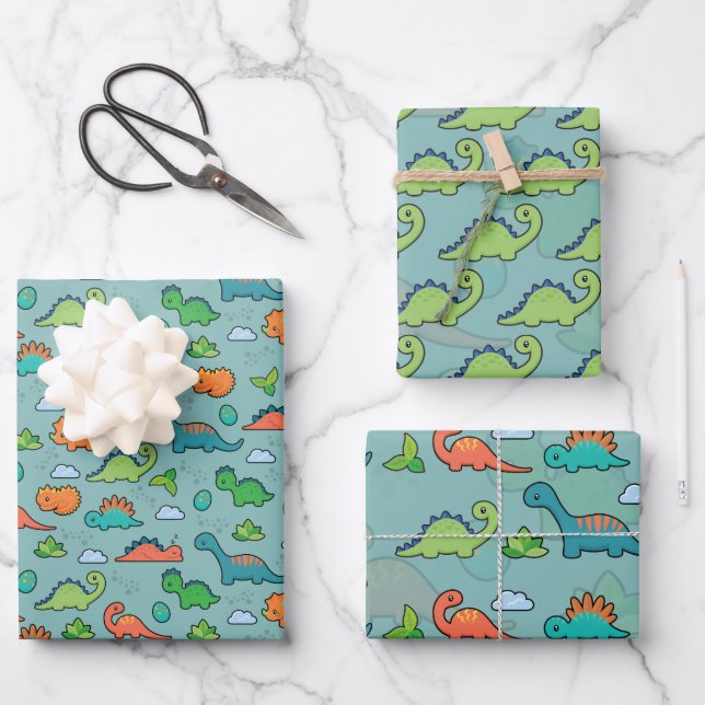 Dinosaur Fun Wrapping Feuilles de papier (Recto)