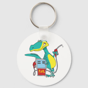 dinosaur gas pump fossil fuel cartoon keychain