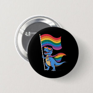 Dinosaur Gay Pride LGBT Rainbow Flag  2 Inch Round Button