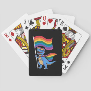 Dinosaur Gay Pride LGBT Rainbow Flag Playing Cards