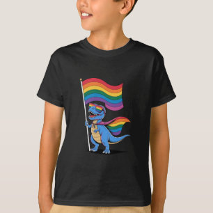 Dinosaur Gay Pride LGBT Rainbow Flag  T-Shirt