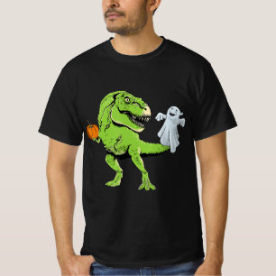 Dinosaur Ghost Lazy Halloween Costume Fun TRex Pum T-Shirt