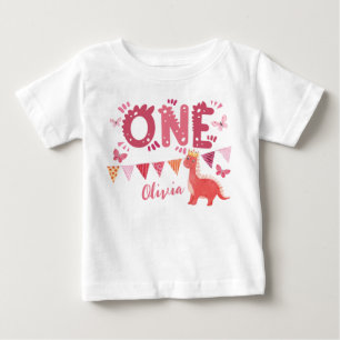 Dinosaur Girl 1st Birthday Party Baby T-Shirt