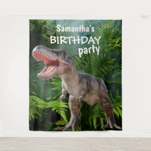 Dinosaur Girl BIRTHDAY  Backdrop Tapestry