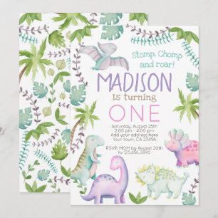 Dinosaur Girl Invitation
