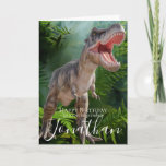Dinosaur Grandson Birthday card<br><div class="desc">Dinosaur Grandson Birthday card
sweet dinosaur trex  grand son personalized baby card for a little girl.  Click the "Customize it!" button to change the text size,  text colour,  font style and more!</div>