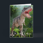 Dinosaur Grandson Birthday card<br><div class="desc">Dinosaur Grandson Birthday card
sweet dinosaur trex  grand son personalized baby card for a little girl.  Click the "Customize it!" button to change the text size,  text colour,  font style and more!</div>