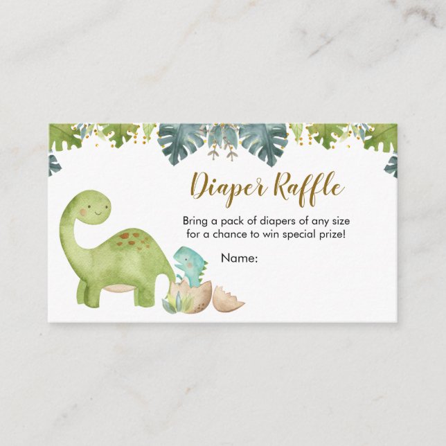 Dinosaur Green Baby shower Dinosaure Carte Raffle (Devant)