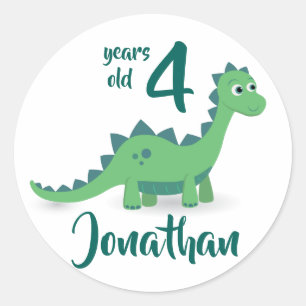 Dinosaur green birthday personalized sticker
