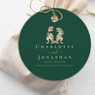 Dinosaur Green Wedding Custom Favour Tags