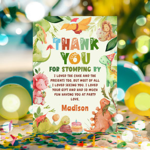 Dinosaur Greenery Birthday Party Thank You Card