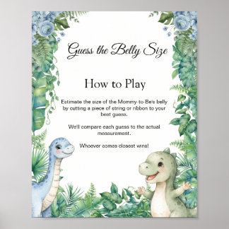 Dinosaur Guess the Belly Size Game Sign Poster