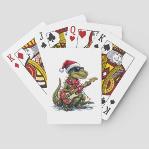 Dinosaur Guitar Player Xmas Playing Cards