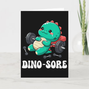 Dinosaur Gym Workout Fitness Lifting Weights Cute  Card